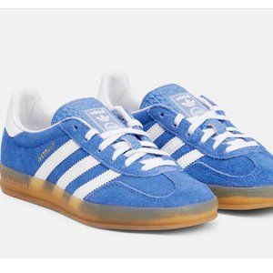 New Adidas Women's Gazelle Indoor Sneaker Blue Suede Gum Sole - Size 8.5